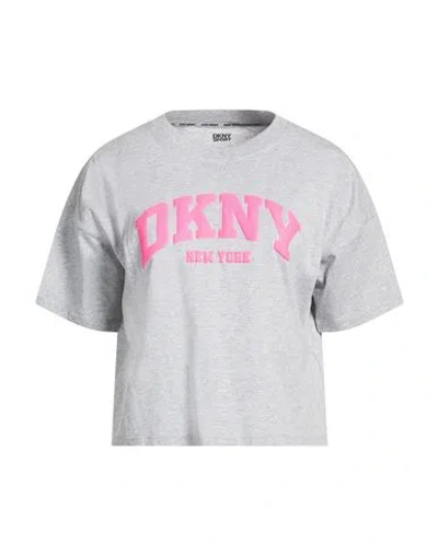 Dkny Woman T-shirt Light Grey Size M Cotton In Gray