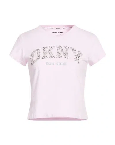 Dkny Woman T-shirt Light Pink Size L Cotton, Elastane