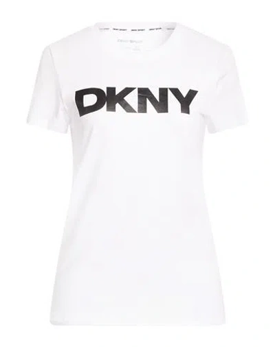 Dkny Woman T-shirt White Size L Cotton, Elastane