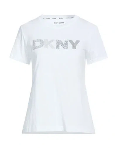 Dkny Woman T-shirt White Size L Cotton, Modal