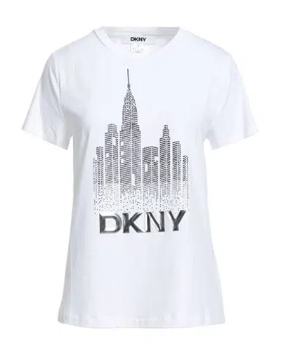 Dkny Woman T-shirt White Size M Cotton, Modal, Elastane