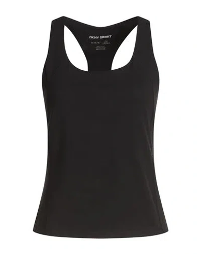 Dkny Woman Tank Top Black Size M Polyester, Elastane