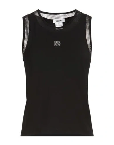 Dkny Woman Tank Top Black Size M Viscose, Elastane