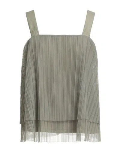 Dkny Woman Top Khaki Size M Polyester, Lyocell In Gray