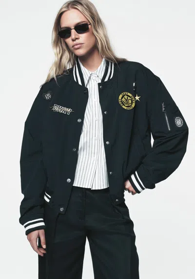 Dkny Women's 1989 Pins & Patches Varsity Jacket In Blue