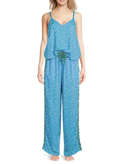 Dkny Women's 2-piece Dot Print Pajama Set In Aqua Dot