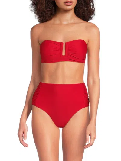 Dkny Women's 2-piece Leopard Print Bikini Set In Real Red