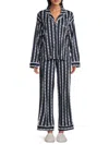 Dkny Women's 2-piece Logo Camp Shirt & Pants Pajama Set In Dark Blue White