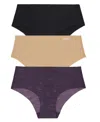 Dkny Litewear Cut Anywhere Assorted 3-pack Hipster Briefs In Multi