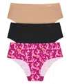 Dkny Litewear Cut Anywhere Assorted 3-pack Hipster Briefs In Multi