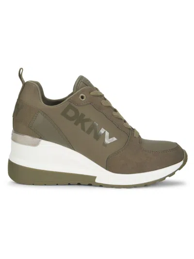 Dkny Women's 70mm Cait Wedge Sneakers In Green