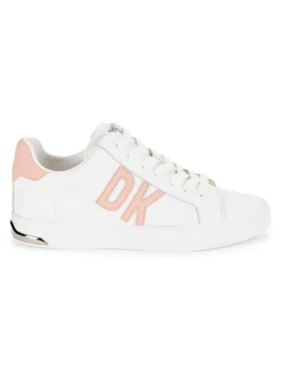 Dkny Women's Abeni Logo Leather Sneakers In White Blush