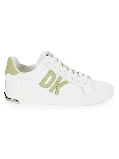 Dkny Women's Abeni Logo Leather Sneakers In White Green