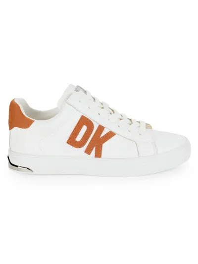 Dkny Women's Abeni Logo Leather Sneakers In White Orange