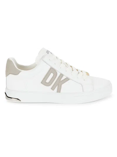 Dkny Women's Abeni Logo Leather Sneakers In White Stone