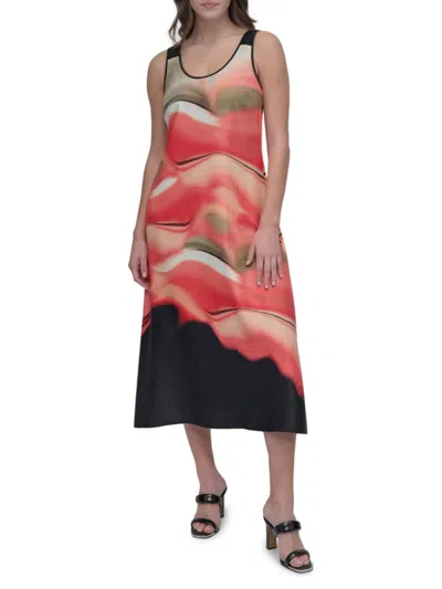 Dkny Women's Abstract Print A-line Midi-dress