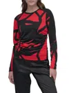 Dkny Print Side Ruched Top