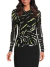 Dkny Women's Abstract Print Ruched Top In Black Acid Yellow