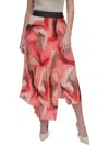 Dkny Print Pleated Asymmetric Midi Skirt In Multi