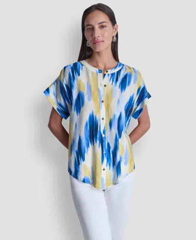 Dkny Women's Abstract-print Button-down Blouse