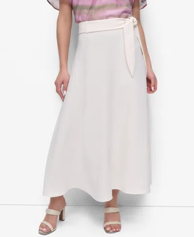 Dkny Women's Aero Crepe Belted Midi Skirt In White
