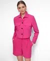 Dkny Petite Aero Crepe Button-front Jacket In Pink