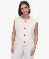 Dkny Plus Size Aero Crepe Button-front Vest In White