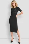 Dkny Metallic Studded Sweater Dress In Black