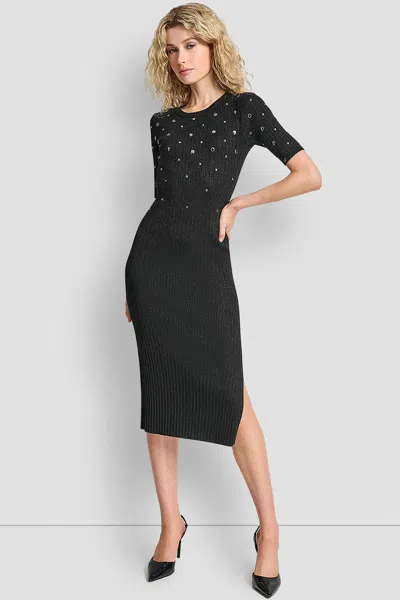 DKNY WOMEN'S ALL OVER STUDDED SWEATSHIRT DRESS