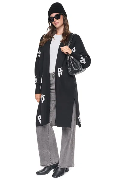 Dkny Women's All-over Stack Logo Long Cardigan In Black