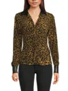 Dkny Women's Animal-print Knot Front Top In Brown
