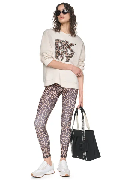 Dkny Women's Animal Print Logo Sweatshirt In Neutral