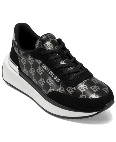 Dkny Women's Aranae Lace-up Sneakers In Black,nickel