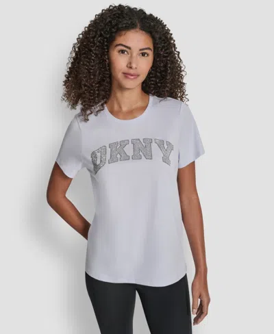 Dkny Women's Arched Exploded Rhinestone Crewneck T-shirt In Animal Print