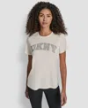 Dkny Women's Arched Exploded Rhinestone Crewneck T-shirt In Yellow