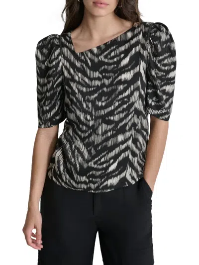 Dkny Women's Asymmetric Neck Top In Gray