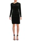 Dkny Women's Asymmetric Neck Velvet Dress In Black