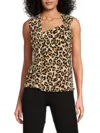 Dkny Women's Asymmetrical Leopard-print Top In Brown