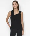 Dkny Women's Asymmetrical-neck Sleeveless Top In Black