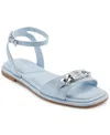 Dkny Women's Bacliff Ankle Strap Flats In Celeste Blue