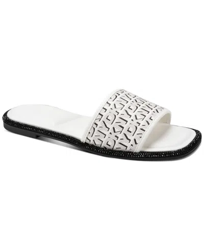 Dkny Women's Badin Slide Flat Sandals In White