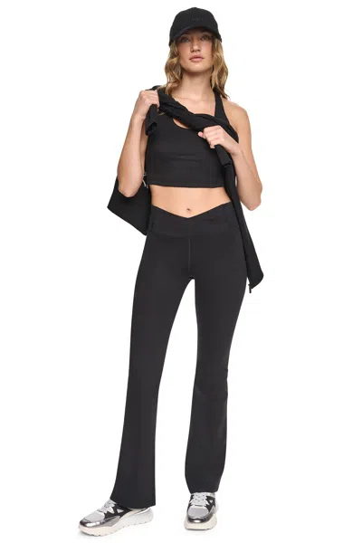 Dkny Women's Balance Compression Crossover Front Flare Pants In Black