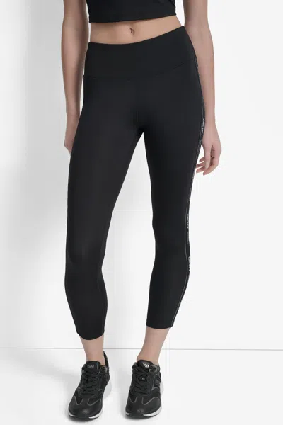Dkny Women's Balance Compression High Waist 7/8 Tight With Logo In Black