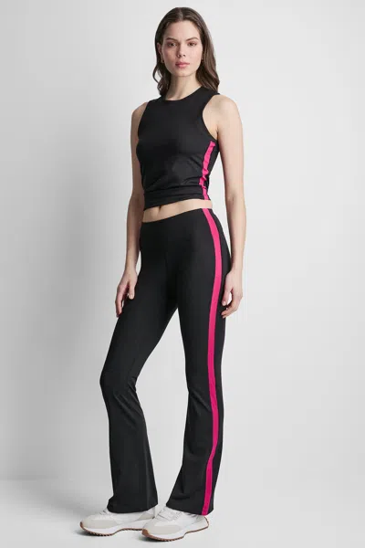 Dkny Women's Balance Compression Side Stripe Flare Legging In Black
