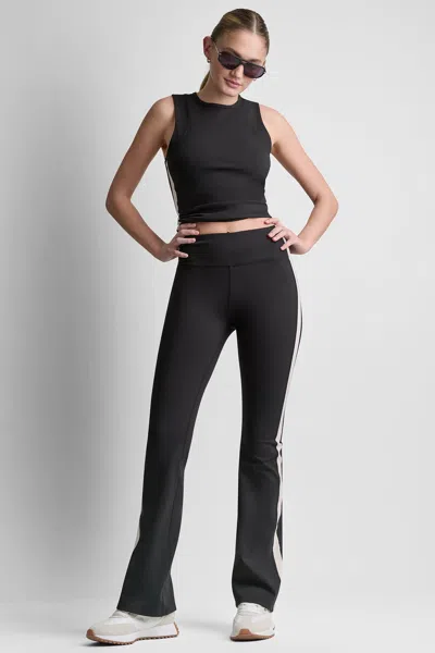 Dkny Women's Balance Compression Side Stripe Flare Legging In Black