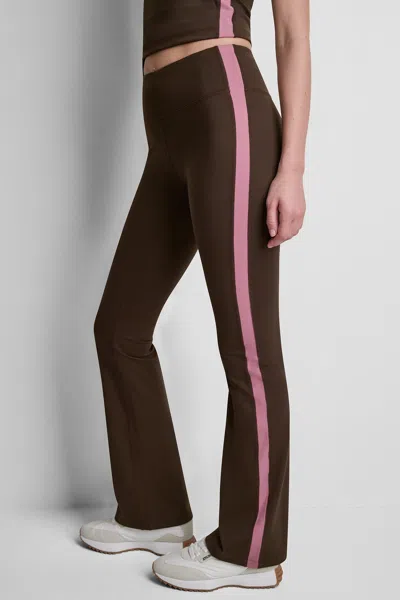 Dkny Women's Balance Compression Side Stripe Flare Legging In Brown