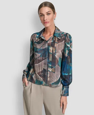 Dkny Women's Balloon Sleeve Shirt In Multi