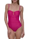 Dkny Women's Bandeau Ruched One Piece Swimsuit In Pink