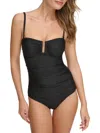 Dkny Ruched One-piece Swimsuit In Black