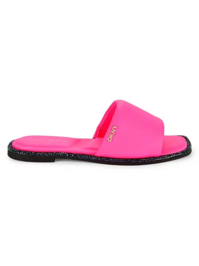 Dkny Women's Belen Beaded Flat Sandals In Shocking Pink